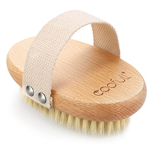 SURDOCA Dry Body Brush, Natural Boar Bristle Exfoliating Shower Scrubber