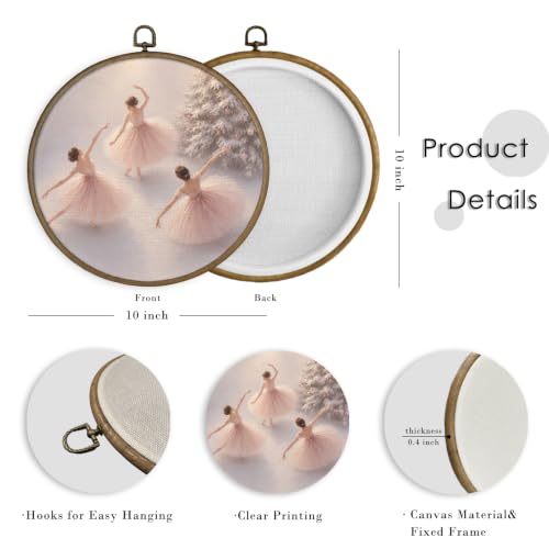 Christmas Snowy Scene Ballerina Wall Art - Framed Canvas Decor 10x10 Inches