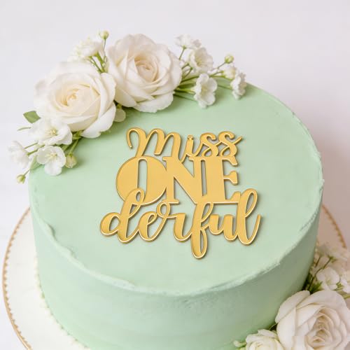 Miss ONEderful Cake Topper - Gold Acrylic First Birthday Decoration