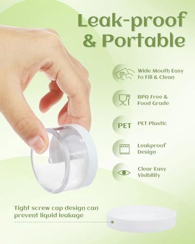 Liobelon 4 Pack 1oz Clear Travel Jars Leak-Proof Containers with Lids and Spoons