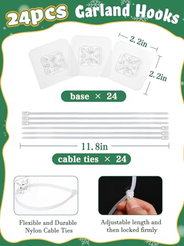 Acostop 24 Pcs Christmas Garland Hangers - No Drill Hooks for Wreaths