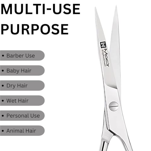 Macs Professional 6.5 Inch Hair Cutting Scissors, Stainless Steel Barber Shears