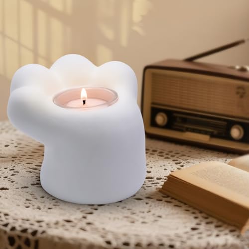Cute Cat Candle Holder - Handmade Siamese Cat Decor for Home