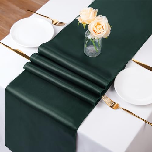 B-COOL Dark Green Satin Table Runner Set - 5 Pack, 12x108 inch