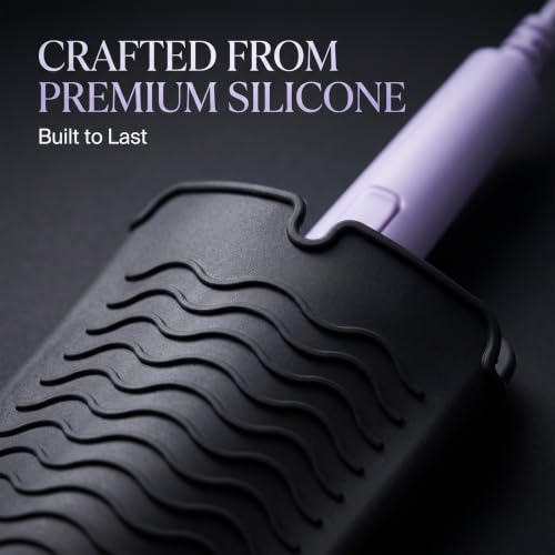 Silicone Heat Resistant Mat & Pouch for Curling Iron and Straightener - Black