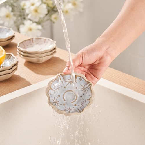 Meideal Ceramic Soy Sauce Dish 2 Oz Beige Dipping Bowls Set of 2