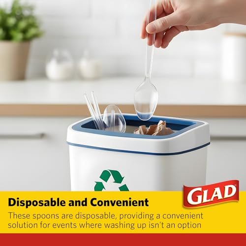 Glad Clear Disposable Plastic Spoons - 24 Count, Sturdy & Reusable