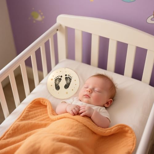 Hello World Baby Announcement Sign - 5.9" White Wooden Keepsake Set