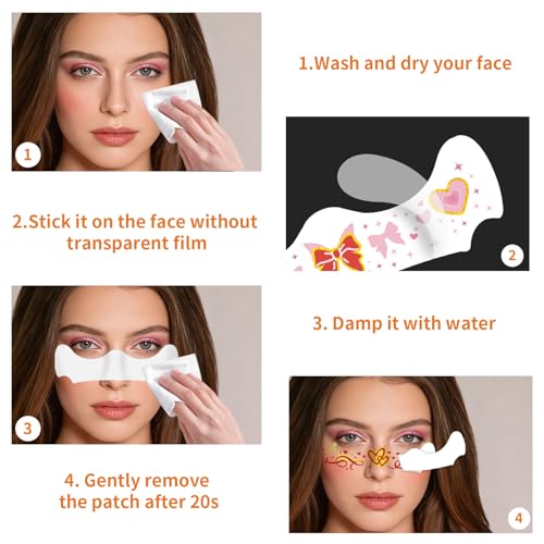 Valentine's Day Temporary Tattoos - 28 PCS Waterproof Face Freckles & Love Stickers