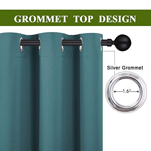 NICETOWN Sea Teal Blackout Curtain Panel - 120 x 84 Inches Grommet Top Living Room Window Treatment