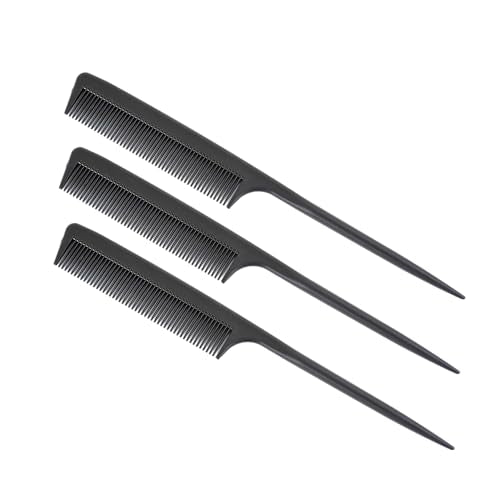 3 Pcs Tail Combs Fine Tooth Parting Comb for Hair Styling Black