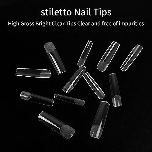 Extra Long Clear Square Nail Tips 240 Pcs Acrylic False Nail Kit