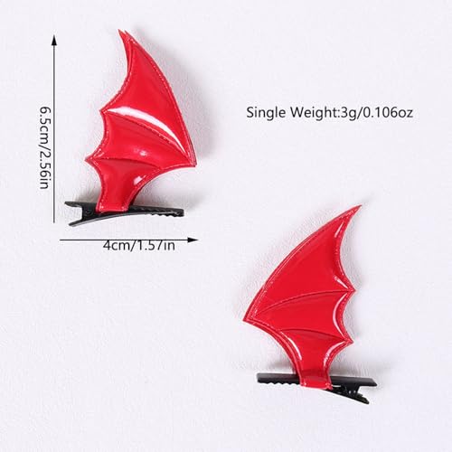 Soochat Red Bat Wing Hair Clips Devil Ears Halloween Hairpins
