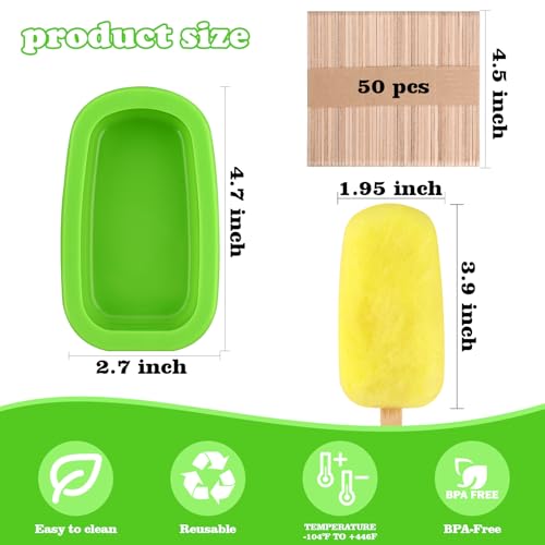 WMKGG Stackable Silicone Popsicle Molds with Lids, 4-Cavity Ice Pop Maker