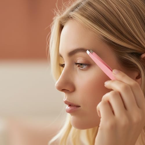 Zelphvt 4-Piece Mini Tweezer Set with Case Stainless Steel Precision Tweezers for Eyebrows and Ingrown Hair Removal