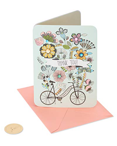Papyrus Handmade Thank You Card - So, So Much Flower Bike Design