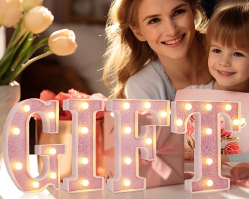 Pink Glitter LED Marquee Letter J Light Up Sign for Parties & Decor