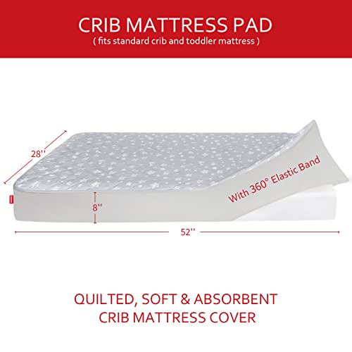 Moonsea Waterproof Crib Mattress Protector 52x28 Inch Grey Star