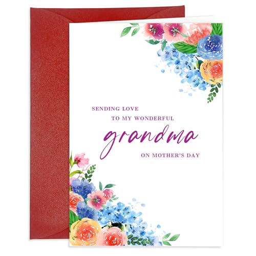 Floral Mother's Day Card for Grandma with Envelope from Grandkids