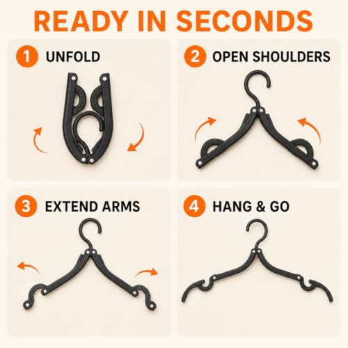 Indistar 10PCS Travel Foldable Hangers for Cruise & Packing – Portable Space-Saving Clothes Drying Rack