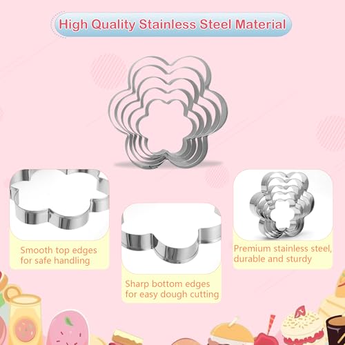 20-Piece Stainless Steel Cookie Cutters Set - Star, Heart, Flower Shapes