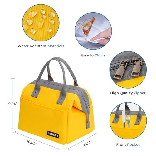 Large Insulated Lunch Bag for Women & Men 10L Leakproof Cooler Tote Yellow