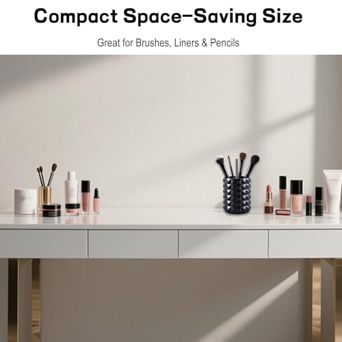 YAFIYI Acrylic Makeup Brush Holder - Black Clear Cosmetic Organizer for Vanity