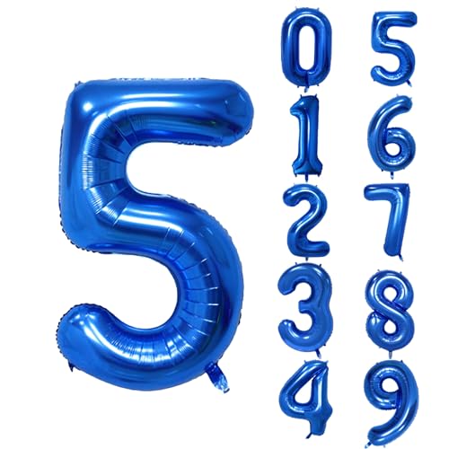 40 Inch Dark Blue Number 5 Foil Balloon for Birthday & Parties