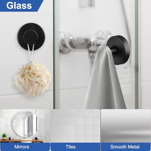 Dntorx Black Stainless Steel Suction Cup Hooks - 2 Pack Heavy Duty