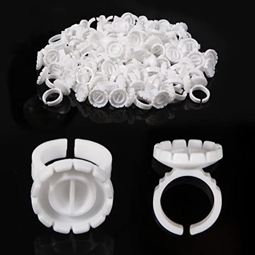 Burboeiy 100PCS Lash Rings for Eyelash Extensions - Adjustable Glue Cups