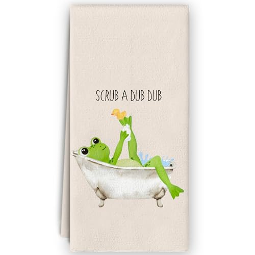 Beige Cute Frog Hand Towels - 16x24 Microfiber Kitchen & Bath Decor