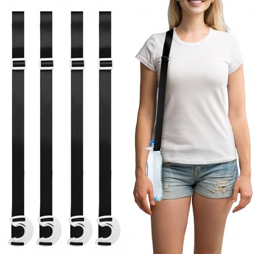 4 Pack Water Bottle Holder Lanyard, Adjustable Beverages Shoulder Strap for most 16.9 fl oz Bottles