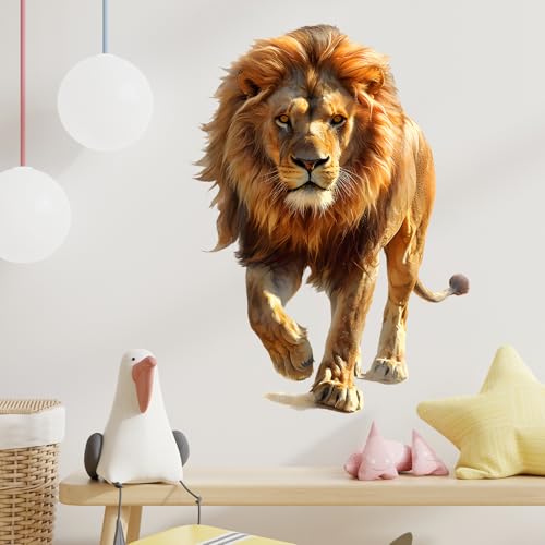 RoyoLam Walking Lion Wall Decal - Removable Jungle Animal Nursery Decor