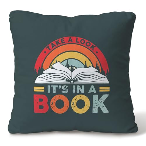 Book Lover Gifts Reversible Rainbow Throw Pillow Cover 18x18 Inches