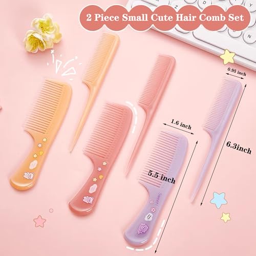 Jeletonp Mini Hair Comb Set - Cute Pink Fine Tooth and Rat Tail Combs