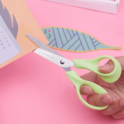 SLEMOON 5 Inch Kids Safety Scissors 3-Pack, Blunt Tip Stainless Steel