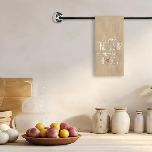 Friend Gifts Kitchen Towels 16x24 Inches Light Beige - Faith & Friendship Decor