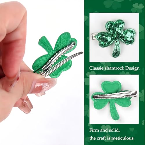 St. Patrick's Day Green Shamrock Sequin Hair Clips 2Pcs