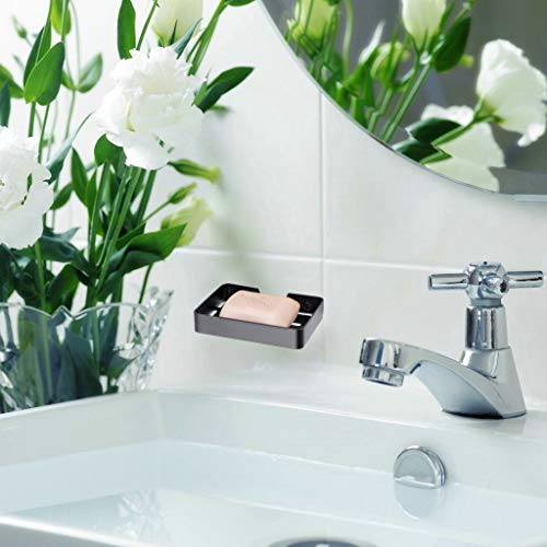 Sumnacon Wall Mounted Soap Dish Holder - Stainless Steel, Space-Saving, Heavy Duty, Black