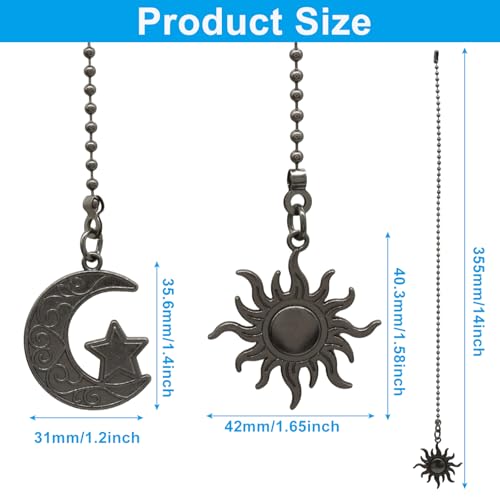 Bronze Sun and Moon Ceiling Fan Pull Chain Set, 2PCS