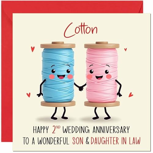 Cotton Anniversary Card for Son and Daughter in Law - 2nd Anniversary