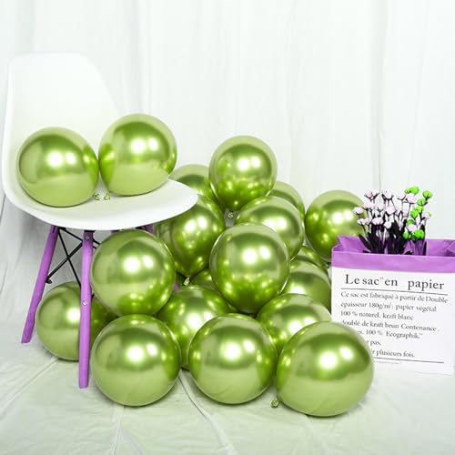 KALOR 110-Piece Metallic Lime Green Balloon Arch Kit - Assorted Sizes