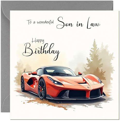 Sports Car Birthday Card for Son-in-Law - Eco-Friendly Design