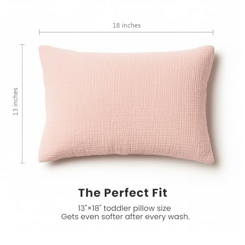 Konssy 2 Pack Floral Pink Muslin Toddler Pillowcases 13x18