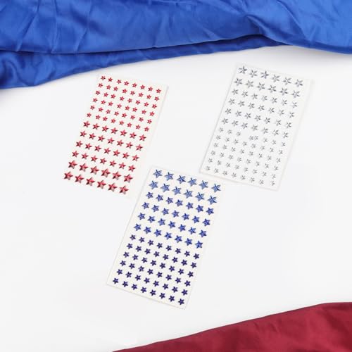 Doneace 4th of July Star Face Gems - Red White and Blue Rhinestone Stickers