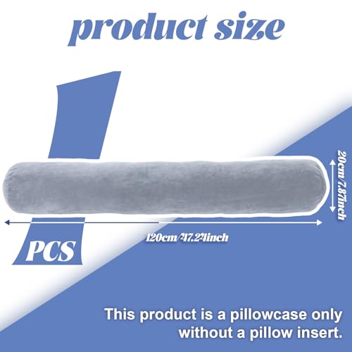 TIESOME Round Body Pillow Cover - 47 Inch Soft Velvet Case with Zipper