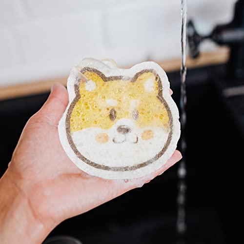 Vilphel Smile Dog Kitchen Sponges 3 Pack - Natural & Reusable
