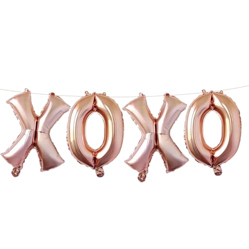 XOXO Balloons Banner - Rose Gold Aluminum Foil Decoration