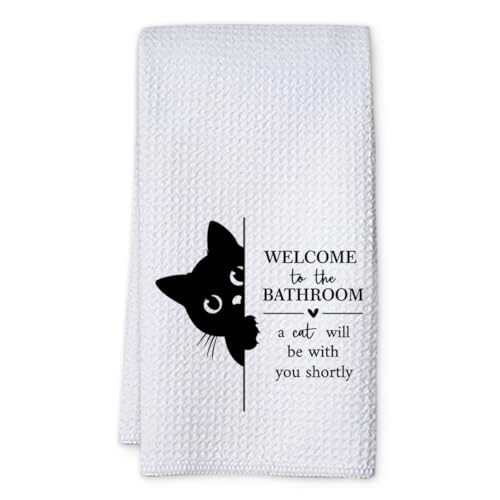 KIDEAR Funny Black Cat Hand Towel - 16x24 Kitchen & Bathroom Decor