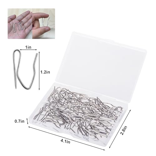Nydotd 58PCS Rustproof Stainless Steel Curtain Hooks - 1.2 Inch Silver